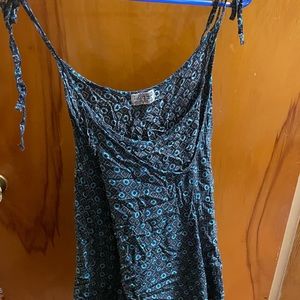 Mexicali blues hippie festival top blue flowers mandala. Crisscross tie strap